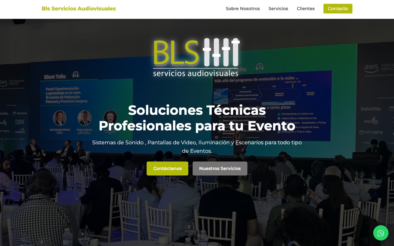 Captura del sitio web de BLS Servicios Audiovisuales